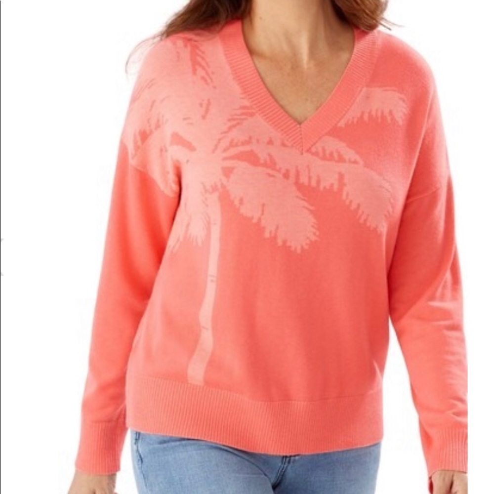 Tommy Bahama Courtside Palm V-Neck Sweater Size L